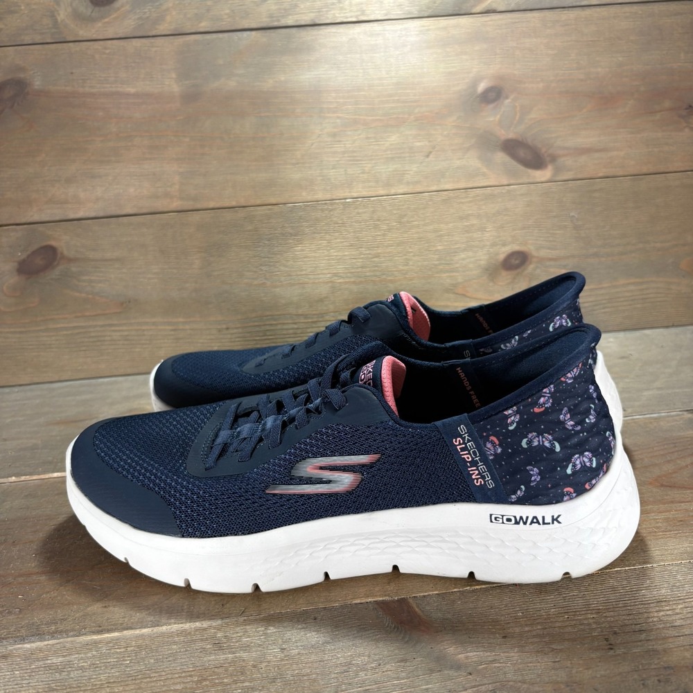 Skechers GoWalk Flex Womens size 9.5 shoes Navy mesh Butterfly Comfort sneakers